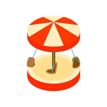 Merry-go-round isometric 3d icon Illustrazione stock