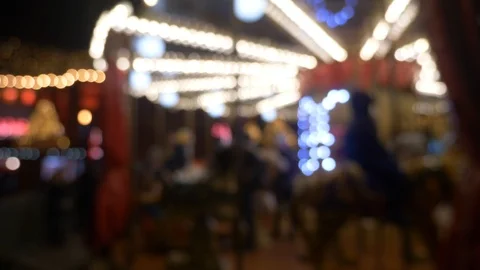 Merry go round at night blurred Stock Footage 106028503