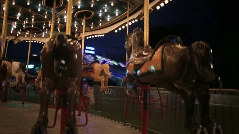 Merry-go-round at night Stock Footage 77167563