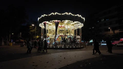 Merry-go-round at night Video stock 296127312