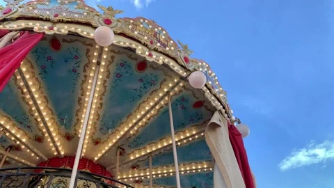 Merry go round under blue sky Stock Footage 218267482