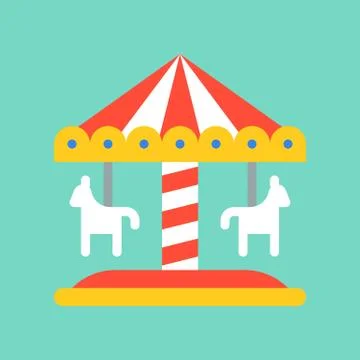 Merry go round vector icon, amusement park related flat style Ilustración de archivo