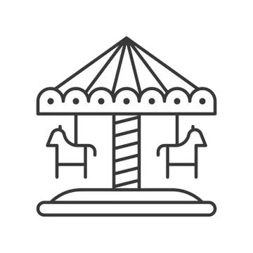 Merry go round vector icon, amusement park related line style Ilustración de archivo