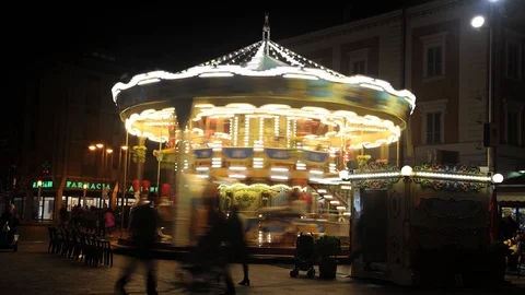 Merry go roung at night Video stock 104596982