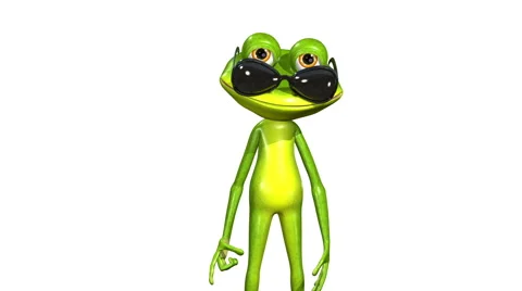 Merry green frog with sunglasses Stock Footage 47801355