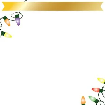 Merry Happy Christmas two strings of holiday lights on blank background Stock Illustration