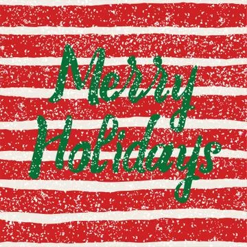 Merry Holidays vector card with red and white stripes Stock Illustration