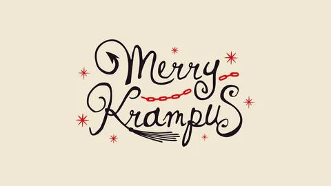 Merry krampus text design with chain and snowflake ornament Stock Illustration