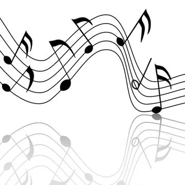 Merry musical notes with a nice reflection Illustrazione stock
