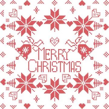 Merry pattern in square shapein red Stock Illustration