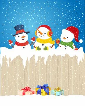 Merry snowmen, Stock Illustration