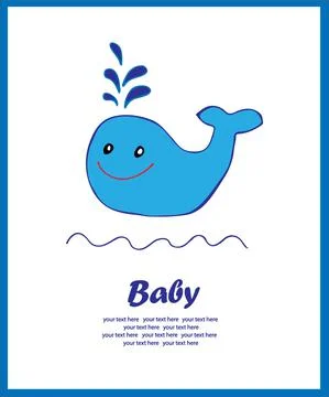 Merry whale with splashes of water. Stock Illustration