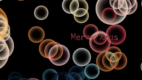 Merry Xmas Bubbles and text happy joy Christmas Greeting Stock Footage 296086029