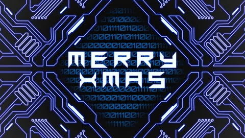 Merry XMAS with cyberpunk pattern Stock Footage 255869899