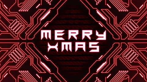 Merry XMAS with cyberpunk pattern Stock Footage 257077026