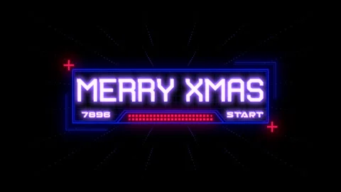 Merry XMAS with HUD elements and neon lines Stock Footage 255869877