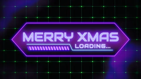 Merry XMAS with HUD elements and neon lines Stock Footage 257077463