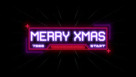 Merry XMAS with HUD elements and neon lines Stock Footage 257077474