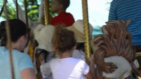 MerryGoRoundCloseupFromBehindPortlandCarousel Stock Footage 105980520
