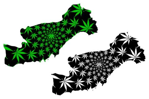 Mersin (Provinces of the Republic of Turkey) map is designed cannabis leaf gr Stock Illustration
