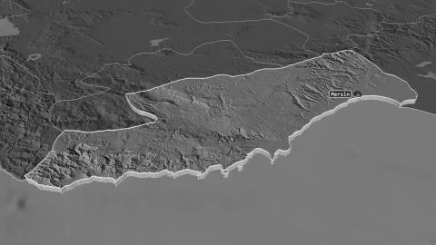Mersin, Turkey. Bilevel elevation map with surface waters Stock Illustration