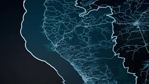 Mersin Turkey Glowing Digital Map Animation 4K Stock Footage 340082996