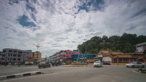 Mersing town roundabout Timelapse 4K Stock Footage 142932416