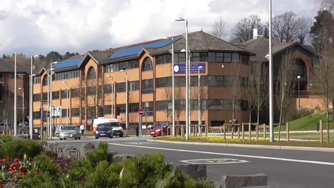 Merthyr Tydfil Town Centre Showing the Civic Centre, Wales, UK Stock Footage 224320326
