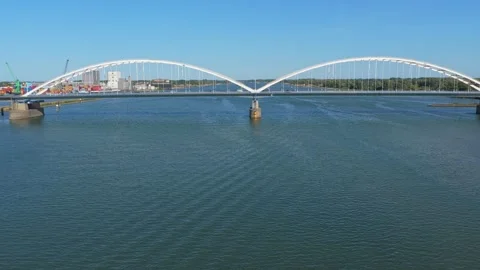 Merwede bridge spanning over the boven merwede river Video stock 342810571