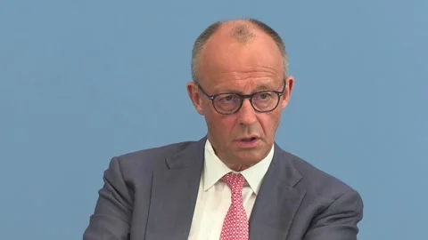 Merz admits the multiple internal and external crises his government faces, Berl Stock Footage 339711754