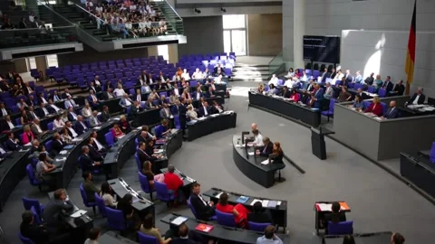 Merz responds to questions from Germany's lower house of parliament, Berlín, DE  Stock Footage 337652028