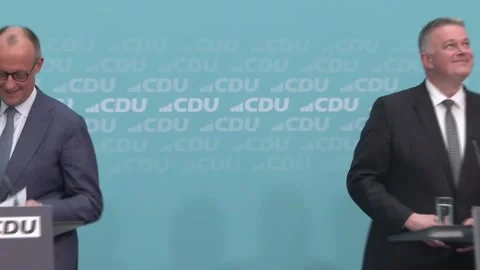 Merz thanks Trump for postponing attacks on Iran's energy infrastructure, Berlín Stock Footage 331313823