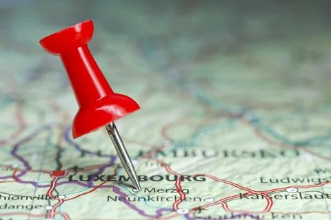Merzig pin on map of Germany Stock Photos