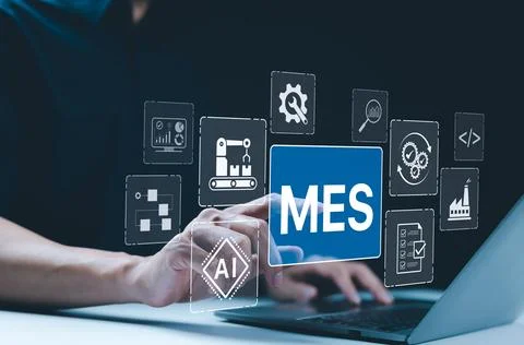 MES - Manufacturing Execution System Concept. Stock Photos