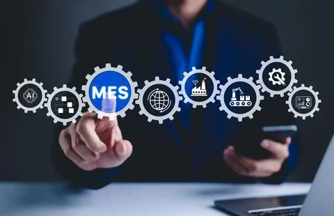 MES - Manufacturing Execution System Concept. Stock Photos