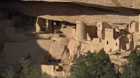 Mesa Verde ancient Pueblo cliff dwelling Colorado zoom HD 101 Stock Footage 38550549