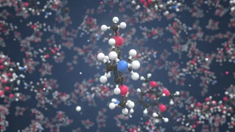 Mescaline molecule, scientific molecular model, looping 3d animation Stock Footage 161129113