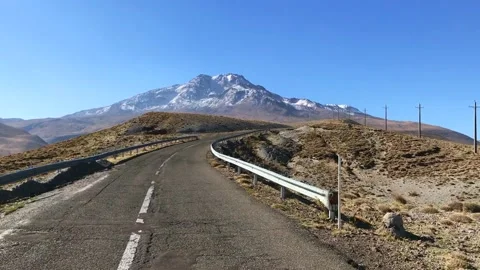 Mesginsehr-Shabil Highway and Mount Savalan Stock Footage 145564474
