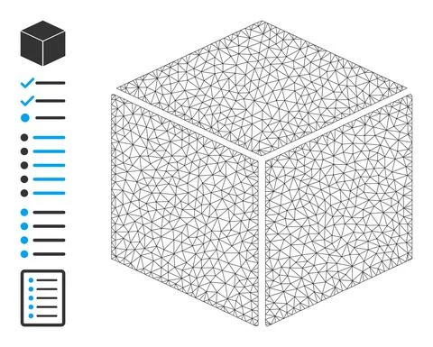 Mesh 2D Cube Icon Stockillustratie