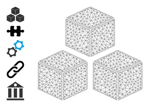 Mesh 2D Cubes Icon Stock-Illustration