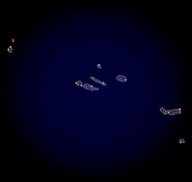 Mesh 2D Map of Azores Islands with Colorful Light Spots Illustrazione stock