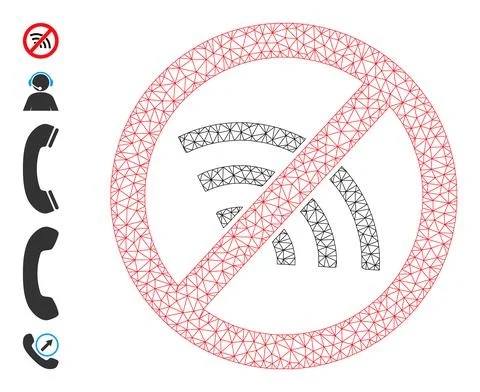 Mesh 2D Stop Wi-Fi Icon Stock Illustration
