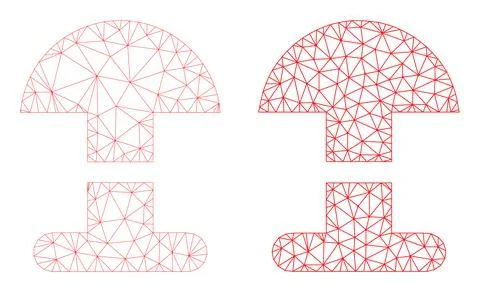 Mesh Alarm Button Icon Versions in Polygonal Flat Vector Style Stock Illustration