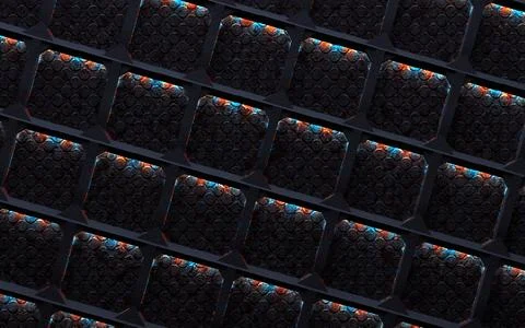 Mesh and grid surface in dark space.3d illustration. Stock Illustration