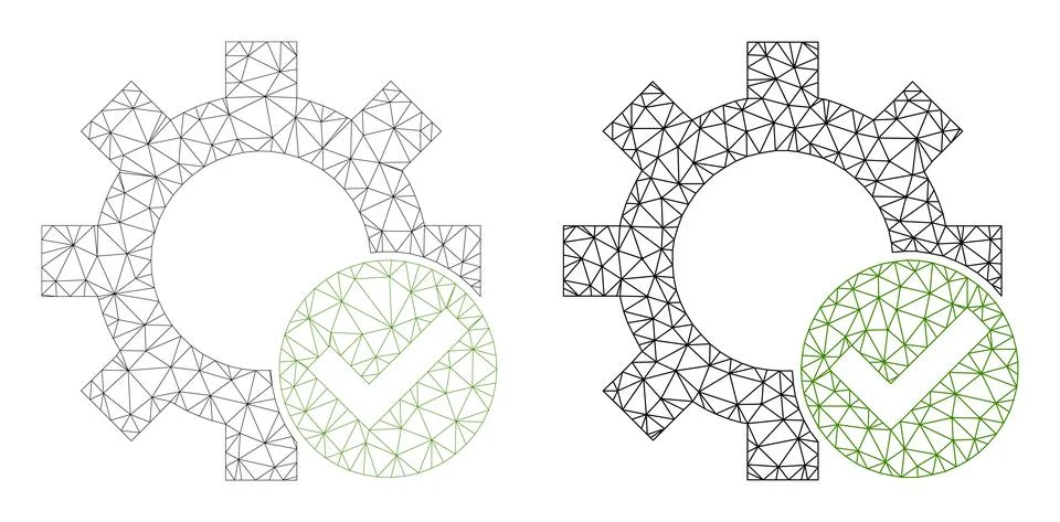 Mesh Apply Settings Icon Versions in Polygonal Carcass Vector Style Stock Illustration