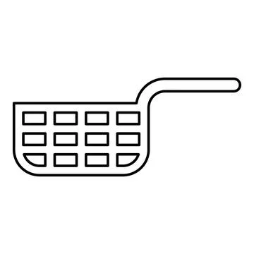 Mesh basket for deep fryer with handle and french frie kitchen appliance fo.. Illustration
