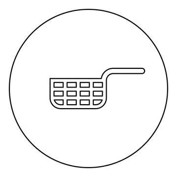 Mesh basket for deep fryer with handle and french frie kitchen appliance fo.. Illustration