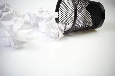 Mesh basket with paper garbage Stock Photos