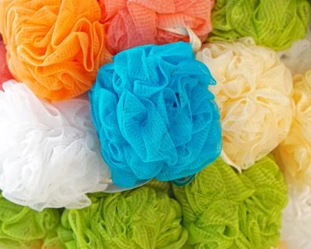 Mesh bath pouf Stock Photos