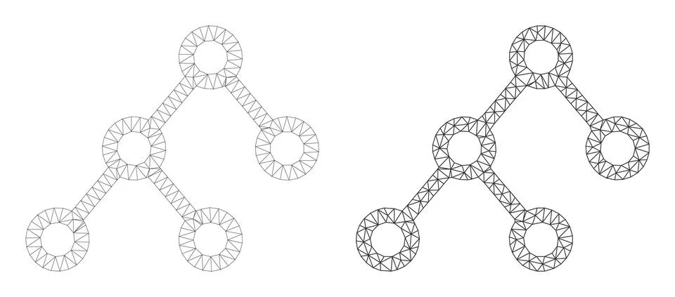 Mesh Binary Connections Icon Variants in Polygonal Flat Vector Style 스톡 일러스트